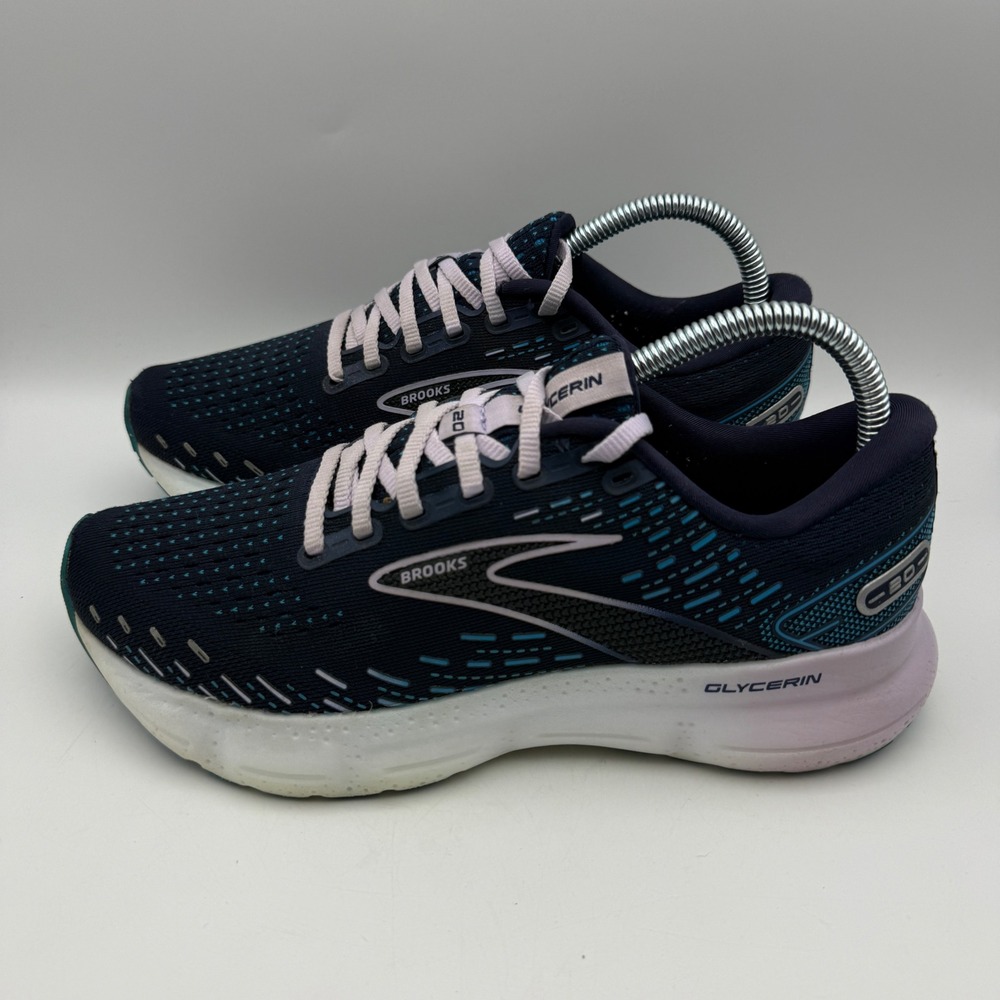 Brooks Glycerin 20 Running Shoes Womens 8 Navy Blue Lavender 1203691B499